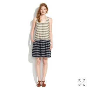 Madewell Drop-waist Dress in Trellis Stripe -Small